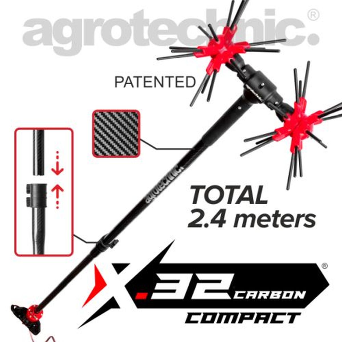 Ελαιοραβδιστικό Παλμικό Αχινός 12V DC - 2,4m X.32 Carbon Compact Agrotechnic