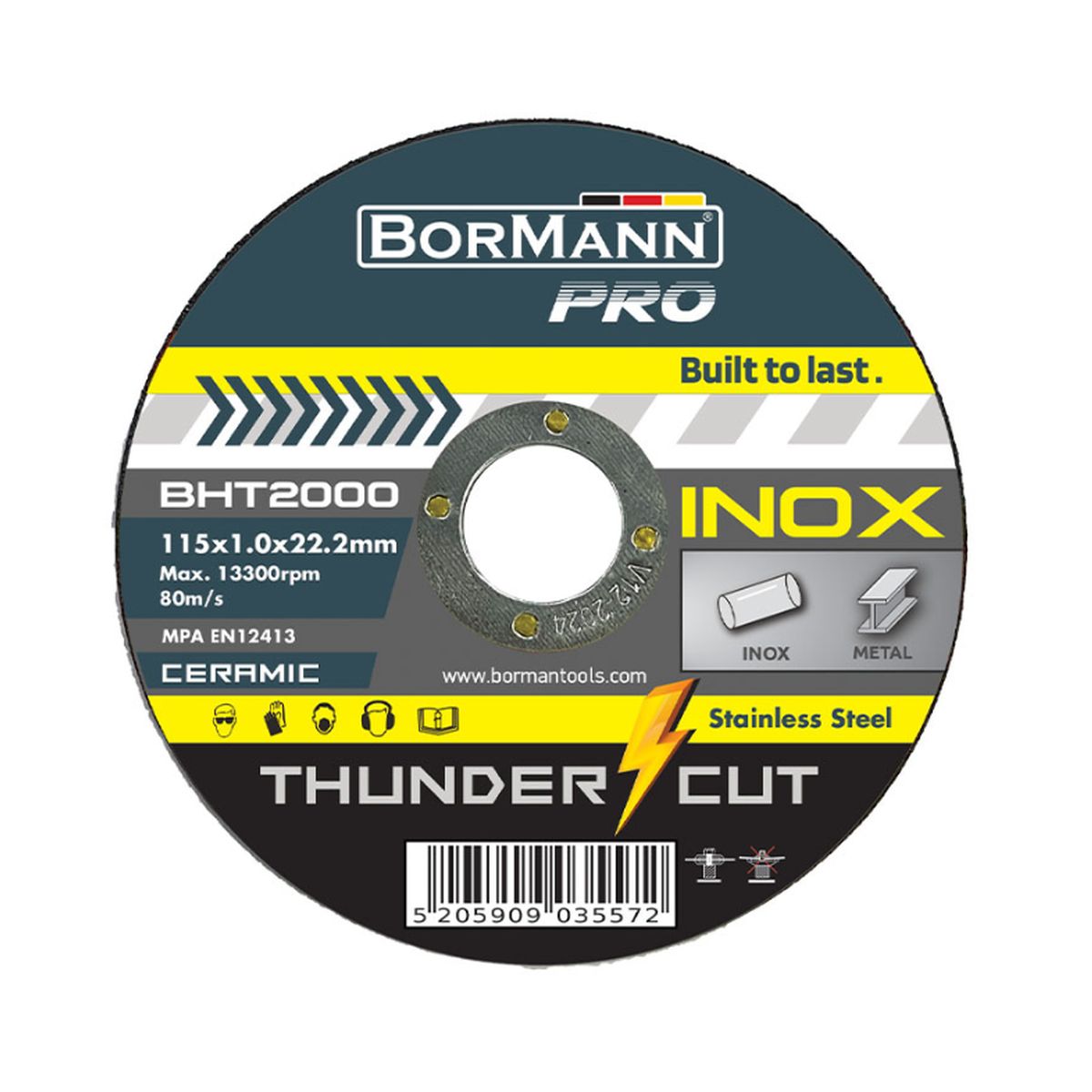 ΔΙΣΚΟΣ ΚΟΠΗΣ THUNDER-CUT ΙΝΟΧ EXTRA LONG CERAMIC Φ115x1mm 50τεμ BHT2000-50 035572 BORMANN Pro