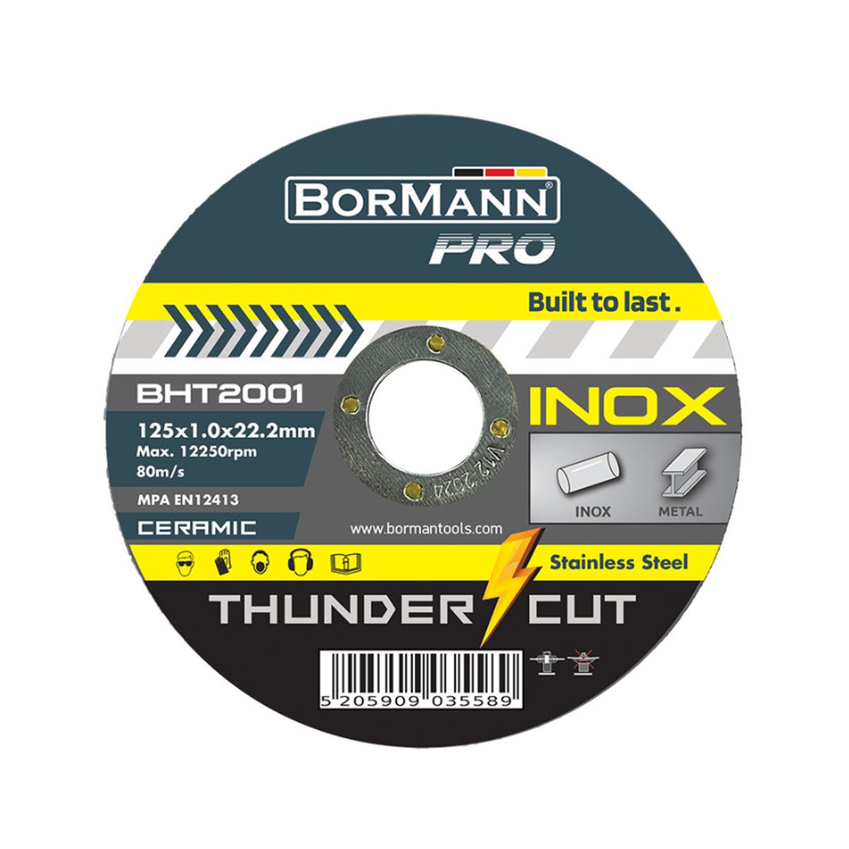 ΔΙΣΚΟΣ ΚΟΠΗΣ THUNDER-CUT ΙΝΟΧ EXTRA LONG CERAMIC Φ125x1mm 10τεμ BHT2001-10 035589 BORMANN Pro