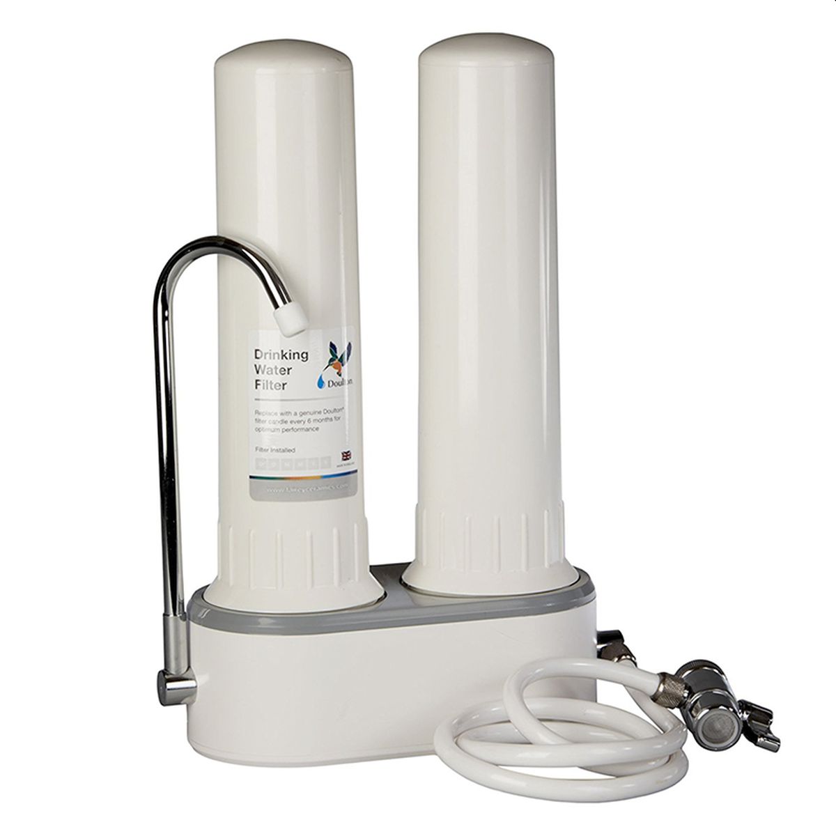 Φίλτρο Νερού Άνω Πάγκου Διπλό Doulton HCP Duo Λευκό με Ανταλλακτικά Φίλτρα Ultracarb 0,5μm και Sediment