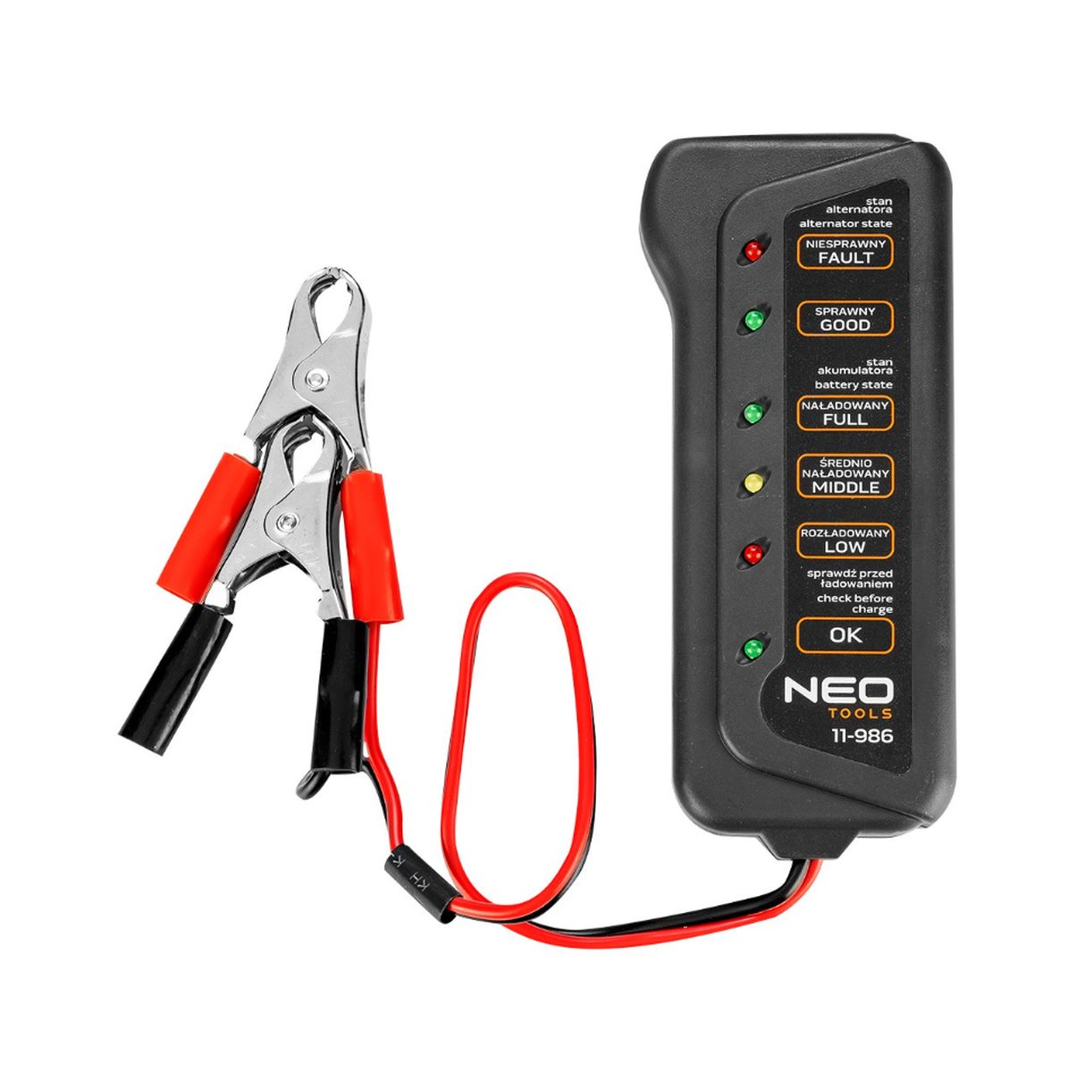 Ελεγκτής μπαταριών 12V με LED 11-986 NEO TOOLS