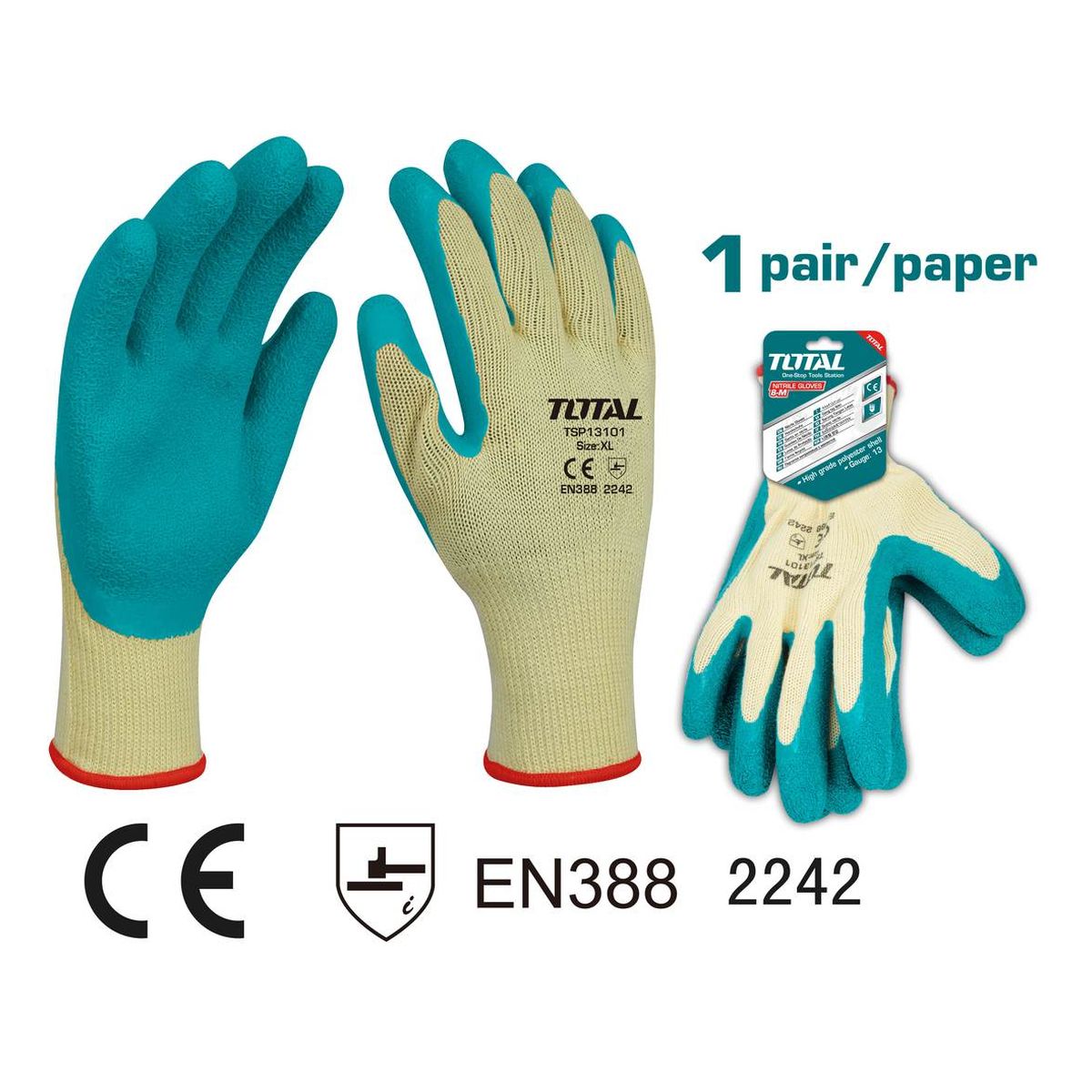 Γάντια Latex Εργασίας TOTAL TSP13101