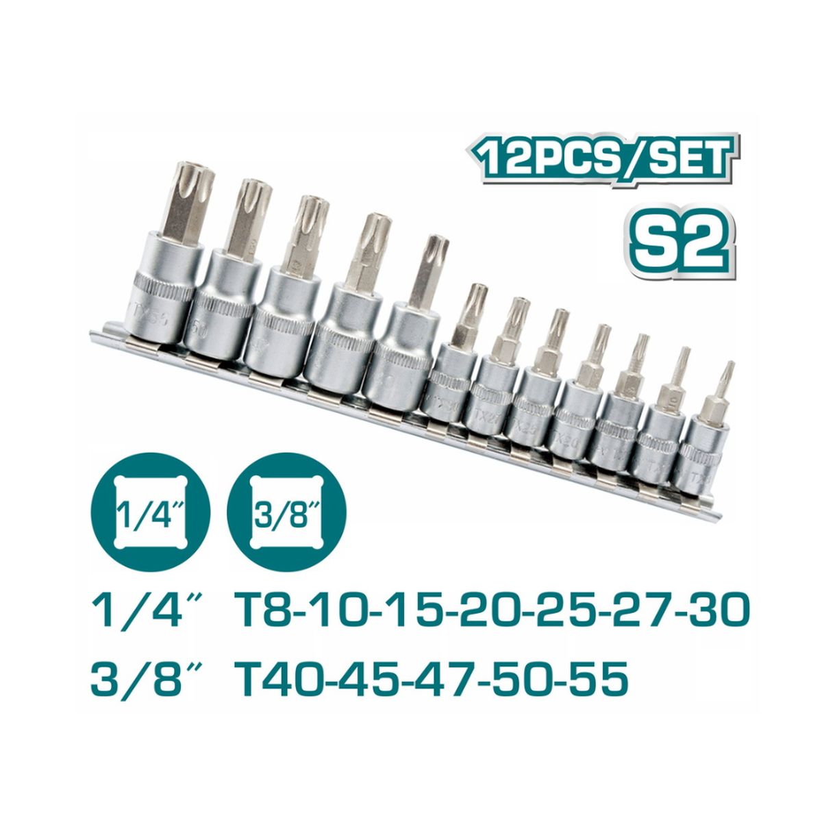 ΕΠΑΓΓ. ΣΕΤ ΚΑΡΥΔΑΚΙΑ TORX 1/4'' & 3/8'' 12ΤΕΜ (THT1438121) TOTAL 